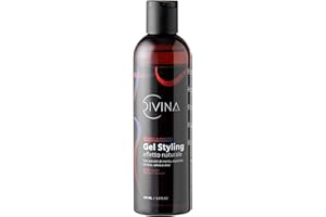 Gel Styling effetto naturale per capelli ricci con estratti di menta, equiseto, tè nero, salvia e aloe Natural&Amazing di DIVINA BLK (250ml)