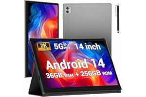 DEEMWOLF 14 inch Android 14 Tablet,large screen tablets Octa-Core,36GB RAM+256GB ROM (TF 2TB), 11580mAh,18W,13+8MP, Face ID,TÜV, GMS, Widevine L3, BT5.0, GPS, Tablet With Pen - Grey