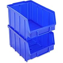 26 Scatole Impilabili Blu - Misura 3 (145x248x127 Mm), Per Officina, Conservazione, Polipropilene