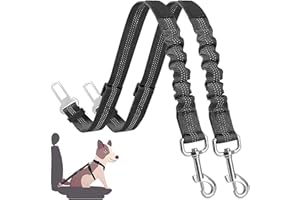 LAUCENTRAL elloLife elloLife 2er-Pack Hundesicherheitsgurt, verstellbares Hundesicherheitsgeschirr fürs Auto für alle Hunderassen, Katzen und Autotypen, schwarz