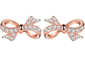 UNENDLICH U Infinite U - Orecchini a perno da bambina, in argento Sterling 925 con zirconi cubici a forma di farfalla, placcati in oro rosa