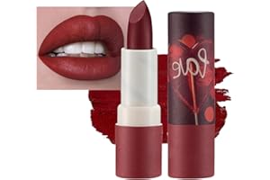 TONGYEND Long Lasting Lipstick,Non Stick Cup Velvet Lipstick Lip Gloss Waterproof Lipstick,Nude Lipstick,Non Drying,Rich and Silky Texture Lip Tint,High Coverage Lip Color Lipsticks for Women (Dark Red)