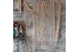 Biutee Fischernetz mit Muscheln, Fischernetz Deko mit Farbigen Muscheln Maritime Deko, Wand Deko, Bar Party Decor, Netz Dekoratives Fischnetz für Wand Party Zimmer Dekoration, 150 x 200 cm, Weiß