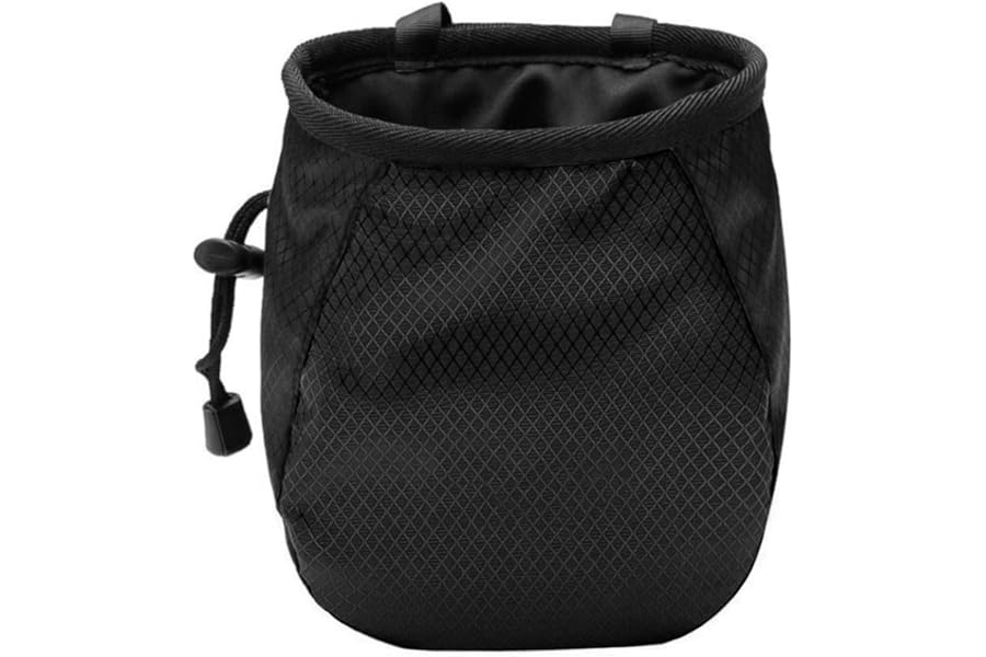 FUZVOL Climbing Chalk Bag Black Bucket Magnesium Chalk Bag with Belt Adjustable Pocket and Drawstring for Climbing Rock Outdoor Bouldering