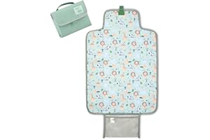 BABY POLAR GEAR Matelas à langer portable - Compact et facile à nettoyer - Sac à langer de voyage avec poche - Doux et rembourré - Motif animal safari
