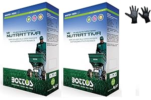 Bottos, Concime granulare naturale Nutrattiva,adatto tutto l'anno per lo sviluppo delle difese del prato (5,4 Kg + guanti)
