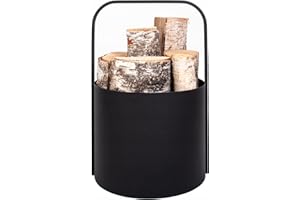 KPGA KAPAGA HOME & GARDEN Kapaga - Panier à bois en métal noir, diamètre 40 cm. Solide, résistant, idéal pour stocker du bois à l’intérieur. Prêt à l’emploi, design moderne, finition poudre