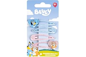 CERDÁ LIFE'S LITTLE MOMENTS Bluey - Accessoires pour cheveux à paillettes pour filles - Ensemble de crochets pour enfants avec personnages de Bluey et Bingo