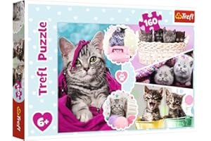Trefl-Lindo Gato de 160 Piezas, para niños a Partir de 6 años Puzzle, Color Gatitos adorables, Niedliche Katzen