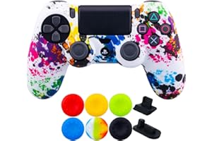 9CDeer 1 x Silicona Transferir Impresión Protector Cubrir Piel + 6 Apretones de Pulgar y Tapones a Prueba de Polvo para PS4/Slim/Pro Pintada