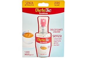 Diete.Tic, Dolcificante Liquido Zero Calorie, Formato Spray 100 ml (1 MAXI Goccia=1 Cucchiaino di Zucchero), Senza Glutine, Senza Conservanti e Aspartame, Ottimo per Dolci, Bevande, Yogurt, Macedonie