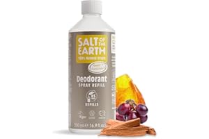 Salt of the Earth - Natural Deodorant Spray Refill - Amber & Sandalwood - 100% Natural Origin Ingredients - Vegan - Suitable for Men, Women & Children - 500ml