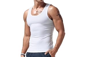 Ahigh Unterhemd Herren, Tank Top Herren Unterhemden, Tanktops männer weiß, ärmellos Muskelshirtst Männer Sportunterhemden Feinripp für Fitnessstudio und Bodybuilding