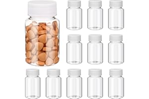 EXCEART 12pcs Plastic Clear Pill Bottles 80ml PET Container Bottles Pill Dispenser Empty Capsule Container Tablet Storage Holder Refillable Tablet Storage Holder for Dispense Different Items