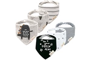 MINIZONE Śliniaki dla niemowląt - śliniaki dla chłopców i dziewcząt - super chłonne - czysta bawełna - bandana/śliniak z motywem kreskówkowym - zestaw prezentowy - wiek 0-3 lat - 6-pak