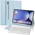 Samsung Galaxy Tab S10 Plus/S9 FE Plus/S9 Plus Keyboard Case, Slim Smart Cover with Detachable BT UK Layout Keyboard for Samsung Galaxy Tab S10+/S9 FE+/S9+ 12.4'' - Blue