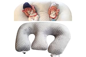 REOTEL Breastfeeding Pillow for Pregnant Women, Twin E Pillow, Machine Washable Cotton Fabric Twin Support Pillow,Large & Plump Breastfeeding Pillow & Baby Support Cushion, Removable,Washable,Grey
