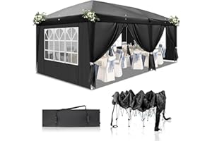 HOBBYZOO Tonnelle Pliante, Imperméable & Résistante,UV 50+ – Tissu Oxford 420D, Réglable en Hauteur,pour Jardin, Camping & Événements (Noir, 3x6-6)