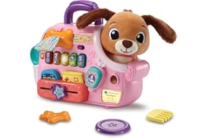 VTech Baby Cutie Puppy Carrier, Interactive Role-Play Toy with 6 Accessories, Light-up Buttons with Music, Sounds & Phrases, Gift for Babies 9, 18, 24 months +
