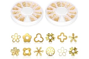 MAITYS 12 Estilos Rellenos de Resina de Flores 400 Piezas Relleno de Aleación de Resina Epoxi Rellenos de Resina en Forma de Flor Encantos de Resina de Bricolaje Accesorios para Joyas, Dorado
