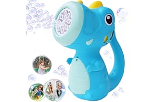 HOWADE Dinosaur Bubble Machine,Handheld Automatic Bubble Maker Toys with Bubble Solution for Kids Summer Outdoor Activity Party Favors,8000+ Per Minitue Dino Bubble Blower Toy for Boys Girls Fun Gift