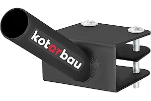 KOTARBAU® Uchwyt masztu flagowego 1-krotny na jeden maszt Montaż na balustradzie 170 mm Malowany proszkowo na czarno Uchwyt masztu flagowego Uchwyt masztu flagowego Malowany proszkowo na czarno