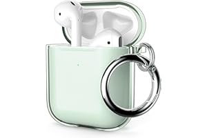 ULAK für AirPods 2&1 Hülle, Durchsichtig Stoßfest Hülle Dünn Schutzhülle mit Karabiner Transparent Ladecase für Apple AirPods 2/AirPods 1 (LED an der Frontseite Sichtbar) - Grün