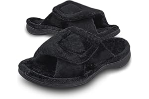 Git-up Zapatillas de Estar por Casa para Mujer Espuma de Memoria con Soporte del arco Gancho y bucle Diabético Amplio Punta abierta Zapatos de Casa Interior Exterior