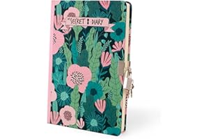 ‎I-TOTAL I-TOTAL® - Secret diary with metal lock and two keys/diary lined (Flowers Jungle)