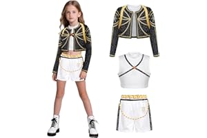 Blisscok K-Pop De-mon Singer Costume Halloween Costume Girls Stage Cosplay Clothes for Girls Kids