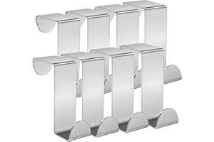 BOXLUNT Crochet Porte, Lot de 8 Porte Manteau pour Porte 304 Acier Inox Patere Porte pour Porte Standart, Tiroir, Placard Armoire, pour Cuisine Salle de Bains Chambre à Coucher, Argent