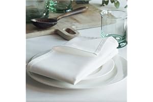NATIVE GREEN Organic Cotton Napkins - 4 Pack - 45 x 45 CM (18 x 18 IN) - Soft White (Ivory); Easy-Care Washable Reusable Heavyweight Fabric; Eco-Friendly Cloth Dinner Napkins for Dining Party