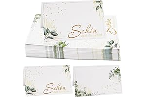 ‎KIKVTER Tischkarten Hochzeit, 50 Stück Tischkarten Eukalyptus, Tischkarten Geburtstag, Namenskarten Namensschilder Hochzeit, Platzkarten Blanko Tischdeko, Tischkarten für Taufe Kommunion Bankett Geburtstag