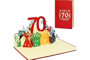 Lin LINPopUp® kartka z życzeniami 3D, kartka urodzinowa 70. urodziny, kartki z życzeniami 70 lat, czerwona (nr 24)