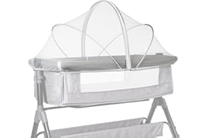 KOOMUAO Liemuao Moustiquaire pour Berceaux Infantile Universelle avec Fermeture Éclair, Tente de Lit de Bébé en Tissu à Mailles Fines pour l'Intérieur et Plein Air (Blanc, 55x100cm)