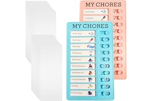 FOZUANEI 2PCS List Checklist Board, Daily Schedule for Kids, Daily Schedule Memo Checklist Chore Chart Planner Board,with 20 Blank Paper for Adults Kids Office Home (Pink& Blue)