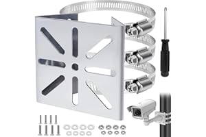 EKOCEV Universel Montage sur Poteau Vertical, Support de Montage de la Caméra en Métal Solide avec 3 Boucles, Support de Poteau de Caméra Exterieur de Sécurité pour Les Appliques Murales, Panneaux Solaires