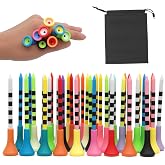 VQBKHO 50 Pcs Golf Tees 83mm Golf Tees Reusable with Ball Placement More Stable Plastic Golf Tees Mixed Colors