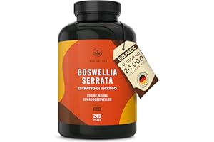 Boswellia Serrata - 240 Capsule - 20.000 mg - Alto dosaggio (10:1) - incenso integratore - Vegan, Testato in Laboratorio, Produzione Tedesca - TRUE NATURE®