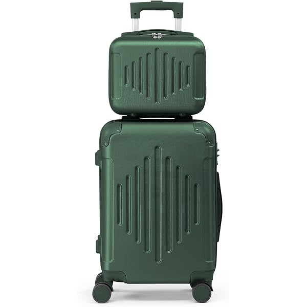 CELIMS Reisekoffer-Set – 3-teilig Mit Kosmetiktaschen, Champagnerfarben | ABS Hartschalen | 4D-Rollen | Familienpackung