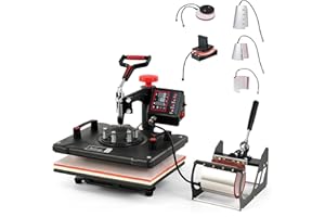 CREWORKS 30 x 38 cm Pressa a Caldo 8 in 1 Termopressa 1250W Macchina Sublimazione Digitale Girevole a 360 Gradi con Controllo Digitale Termopressa per Magliette, Cappelli, Borse, Piatto, Tazza