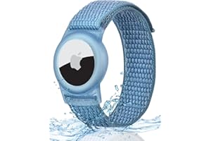 Panjal Breathable Airtag Wristband for Kids & Elders, Apple AirTag Waterproof Bracelet, Adjustable Anti Lost Washable AirTag Wristband Nylon for Toddler Children Elderly and Men Women (Cape Blue)