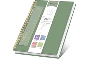 XLOXFU 2025 Notebook A5 Journals for Women Men, 160 Pages, College Ruled Spiral Note book, 100 GSM, with Bookmark Ruler, Inner Pocket, Thick 80S PVC for School Travel Office 14.5 x 20.7cm,Sage Green