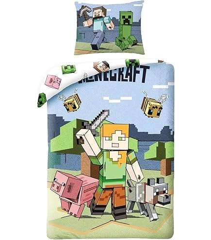 Set Lenzuola Minecraft 3 Pezzi - Copripiumino, Federa E Lenzuolo Per Letto Singolo - Foto 11