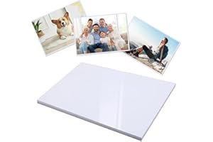Wenrescry Papel fotográfico A4 brillante, 50 hojas, 200 g/m², secado instantáneo, ideal para impresoras de inyección de tinta, tarjetas fotográficas, color blanco brillante