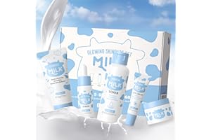 LAIKOU Milk Skincare Set, Nourishing Skin Care Sets & Kits Cleanser, Toner, Serum, Eye Cream & Moisturizer, Pamper Gift Set for Teenage Girls Women, Birthday Christmas Gift, Travel Sized, 5PCS