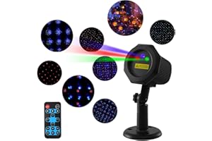 SPALIVIVRE Christmas Projector Lights, Garden Moving Full Sky Star Projector,Indoor/Outdoor Waterproof Party Stage Light with 3 Color Changing,Motion Firefly Light with Remote Control