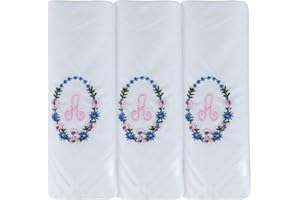Surf the Shop Womens Handkerchiefs 100% Cotton Initial Letter Boxed 3 Pack