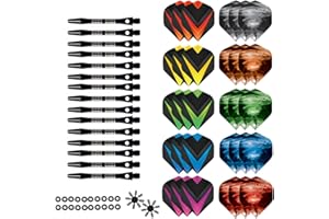 AIQILAI Darts Flight And Dart Aluminum Shaft Set, 30 Pcs Dart Flights And 15 Pcs Dart Aluminum Shafts, 20 Pcs Rubber O-Rings, Darts Flights Portector | Professional Dart Accessories