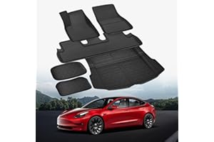 ‎LOONARA loonara Premium Tesla Model 3 Highland Fußmatten Set 6-teilig - Hochwertiges Tesla Zubehör für Innen- & Kofferraum - Tesla Model 3 Highland Kofferraummatte Set für Tesla Model 3 (Highland)